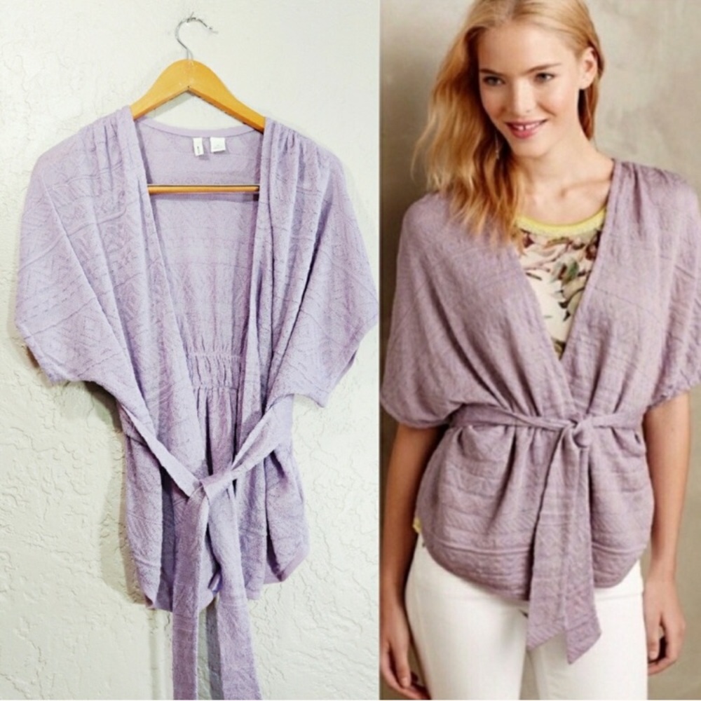 🔴 Moth {Anthropologie} Pravin Jacquard Tie Waist Pullover Cardigan Wrap Sweater